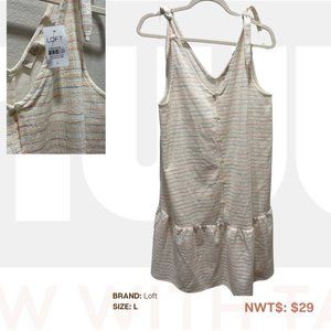 Loft, Sleeveless Dress with Tie Shoulders, L, NWT